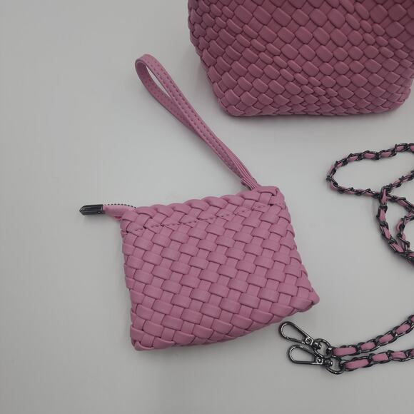 JINMANXUE Small Hand Woven Shoulder Crossbody Bag in Mauve - Picture 2 of 12